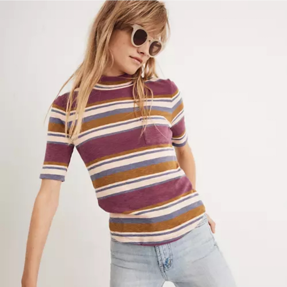 Madewell XXS striped mock turtleneck